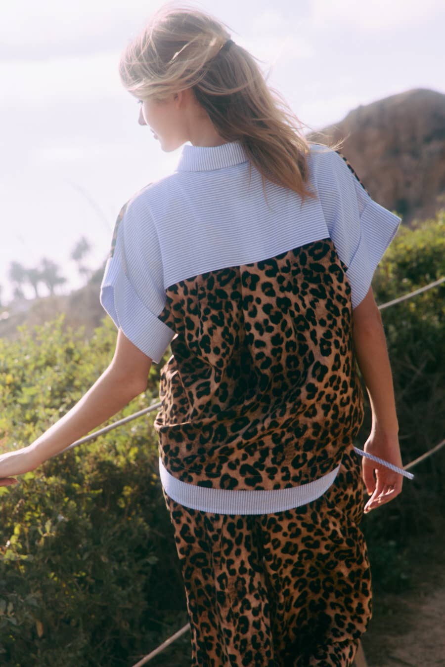 Leopard with Blue Casual Pant Set