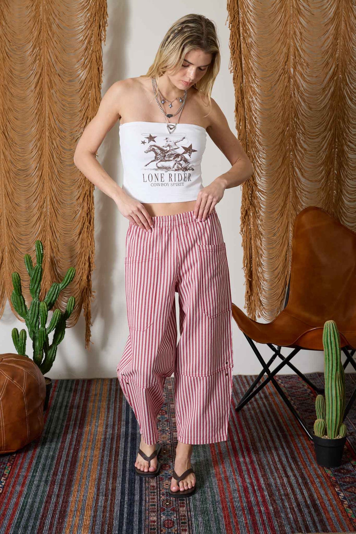 The Soda Shop Red/White Striped Pant