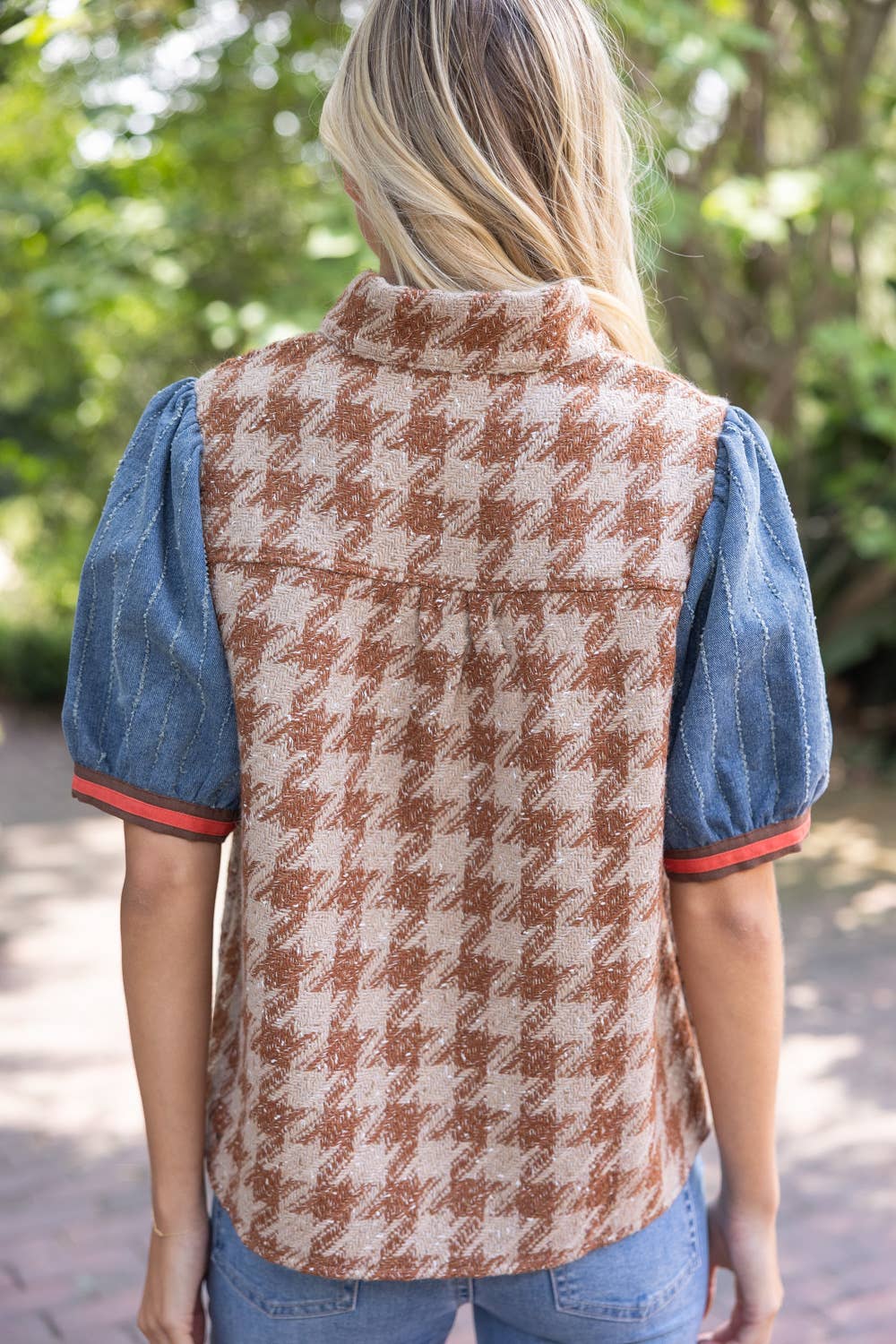 Rachel Houndstooth Tweed Top