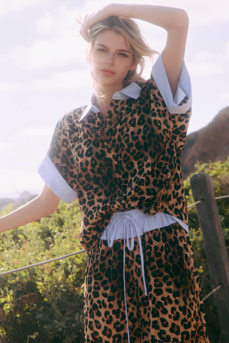 Leopard with Blue Casual Pant Set