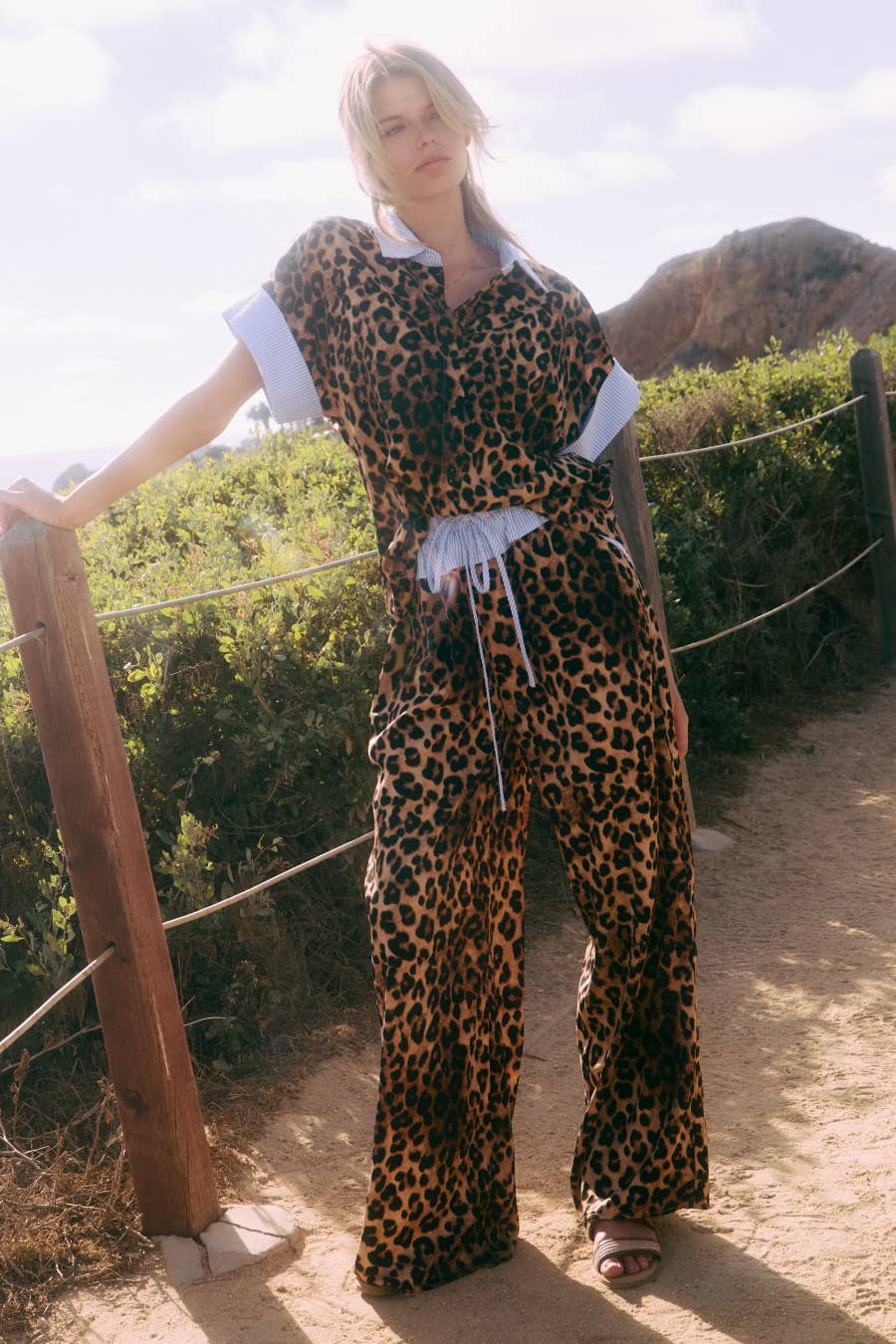 Leopard with Blue Casual Pant Set