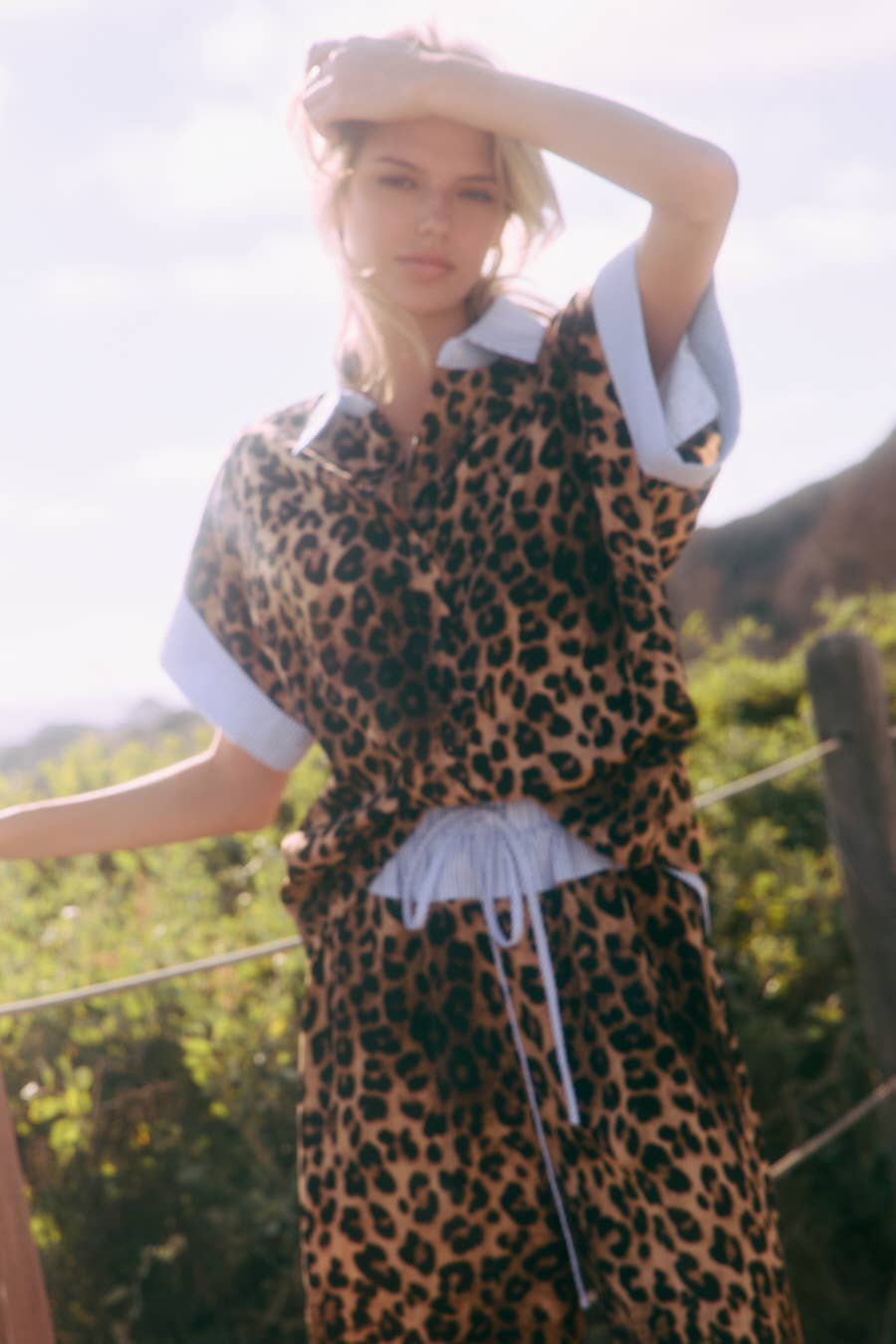 Leopard with Blue Casual Pant Set