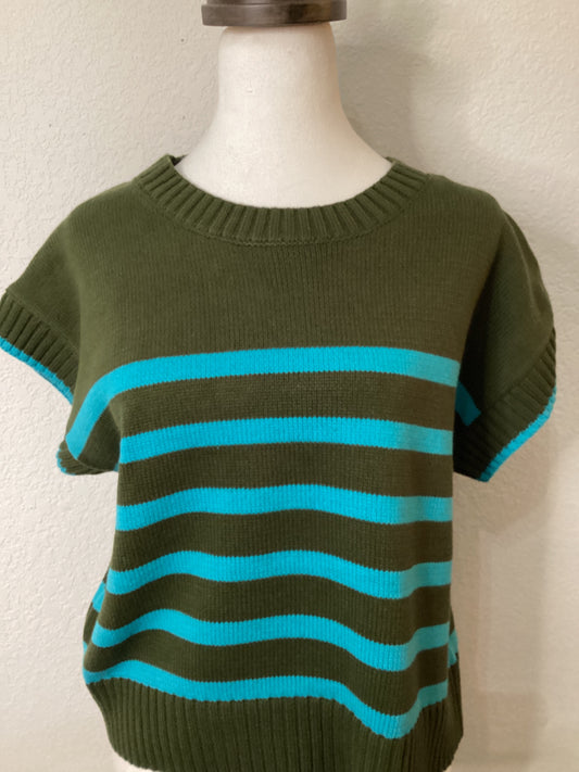 Striped Army/Turquoise Sweater