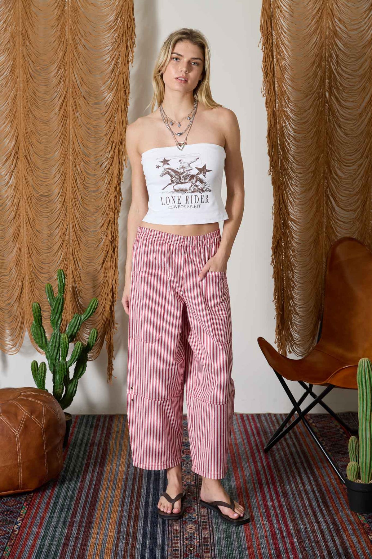 The Soda Shop Red/White Striped Pant