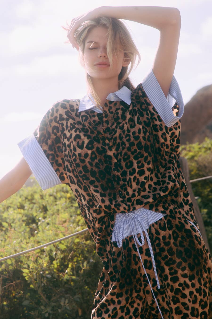 Leopard with Blue Casual Pant Set