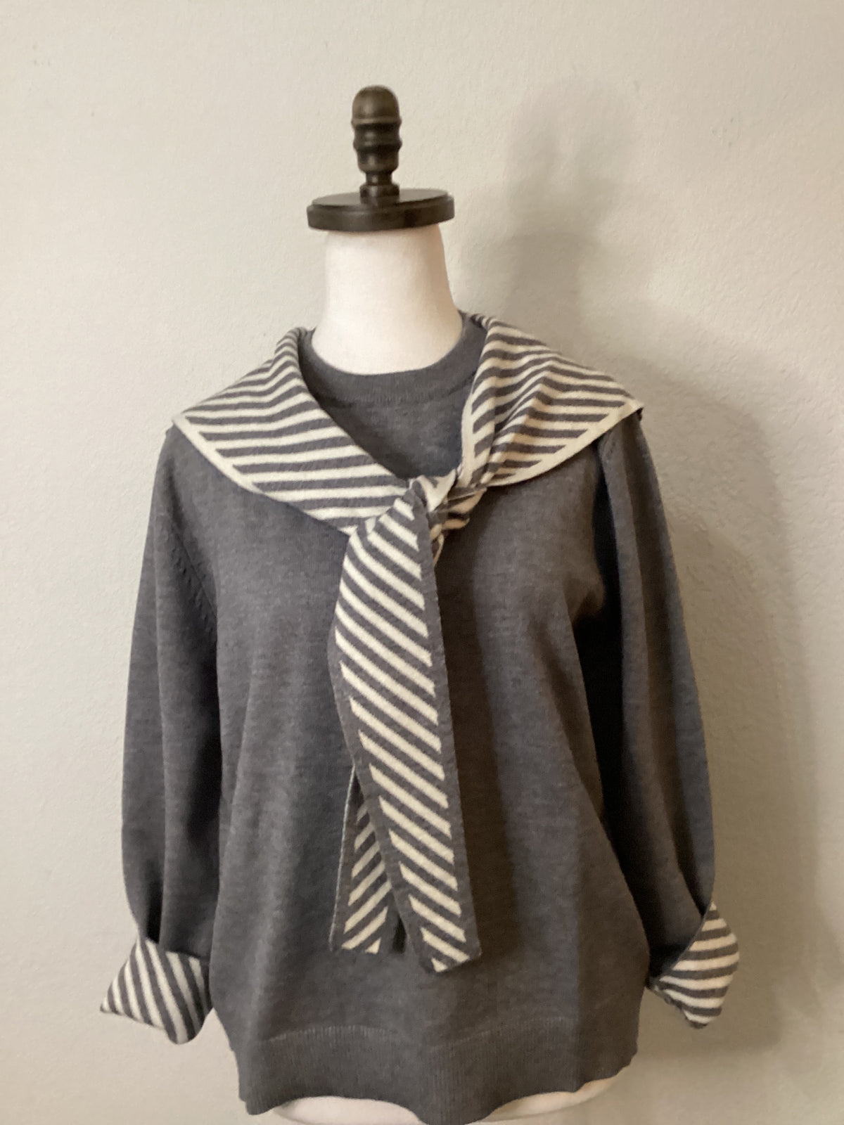 Gray with Stripe Sweater Tie