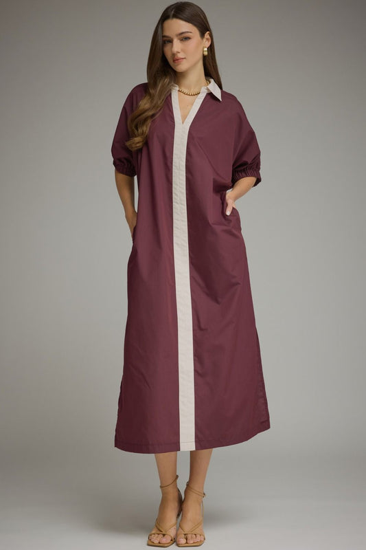 Wine Puff Sleeve Maxi Dress