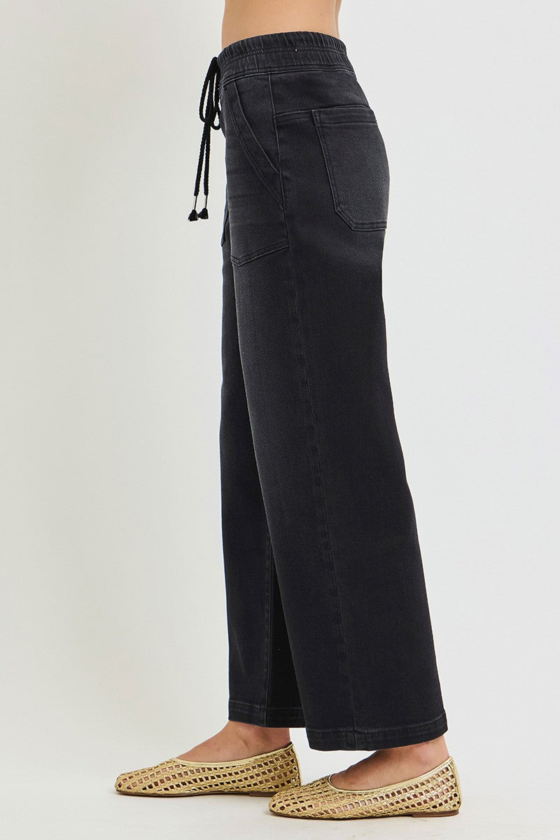 Slouchy Crop Baggy Jean (Black)