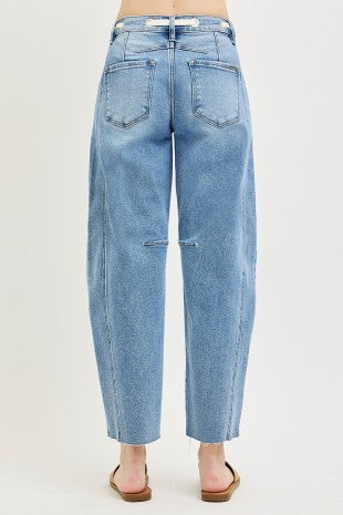 Slouchy Crop Baggy Patch Pockets Jean