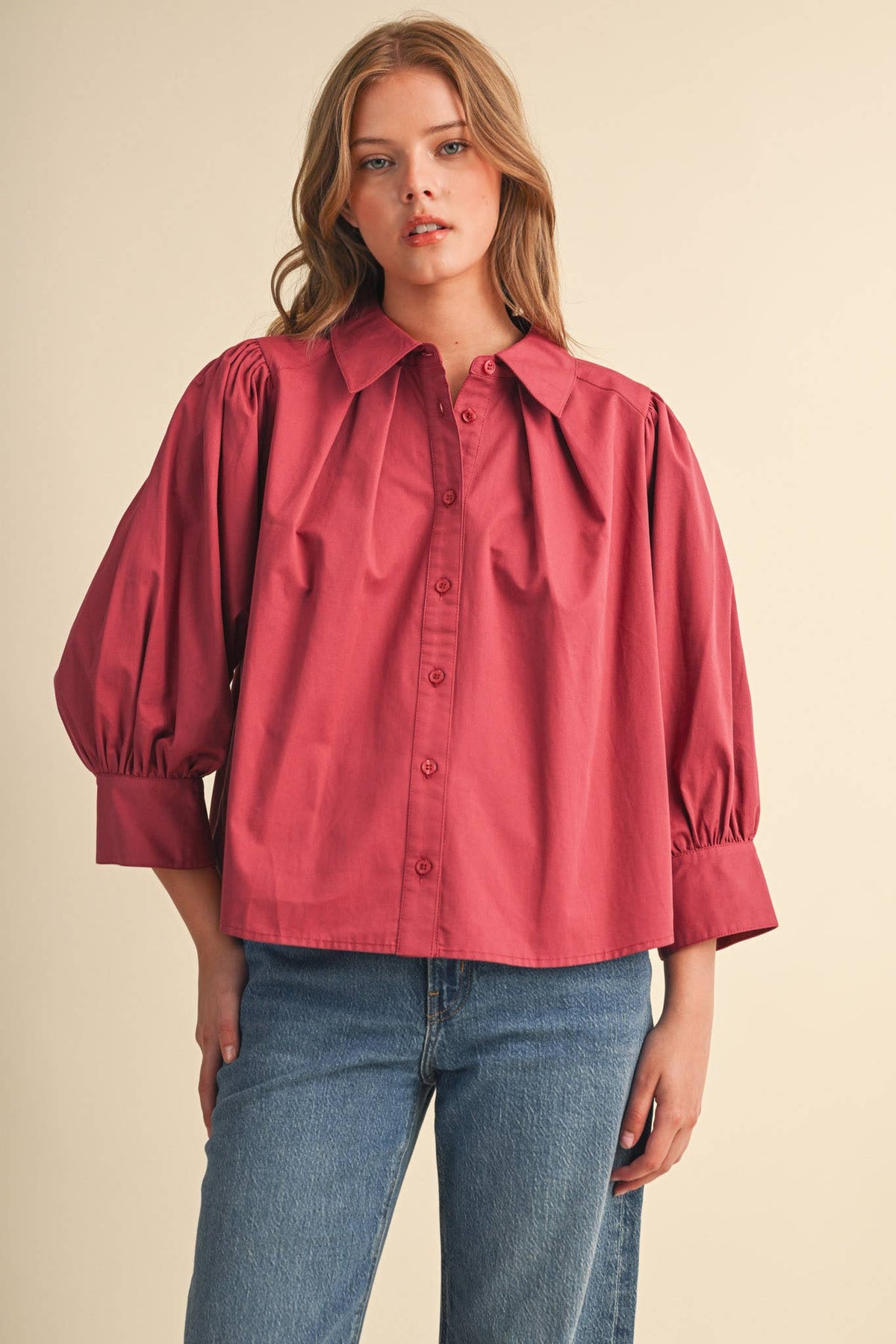 The Berry Button Down Top