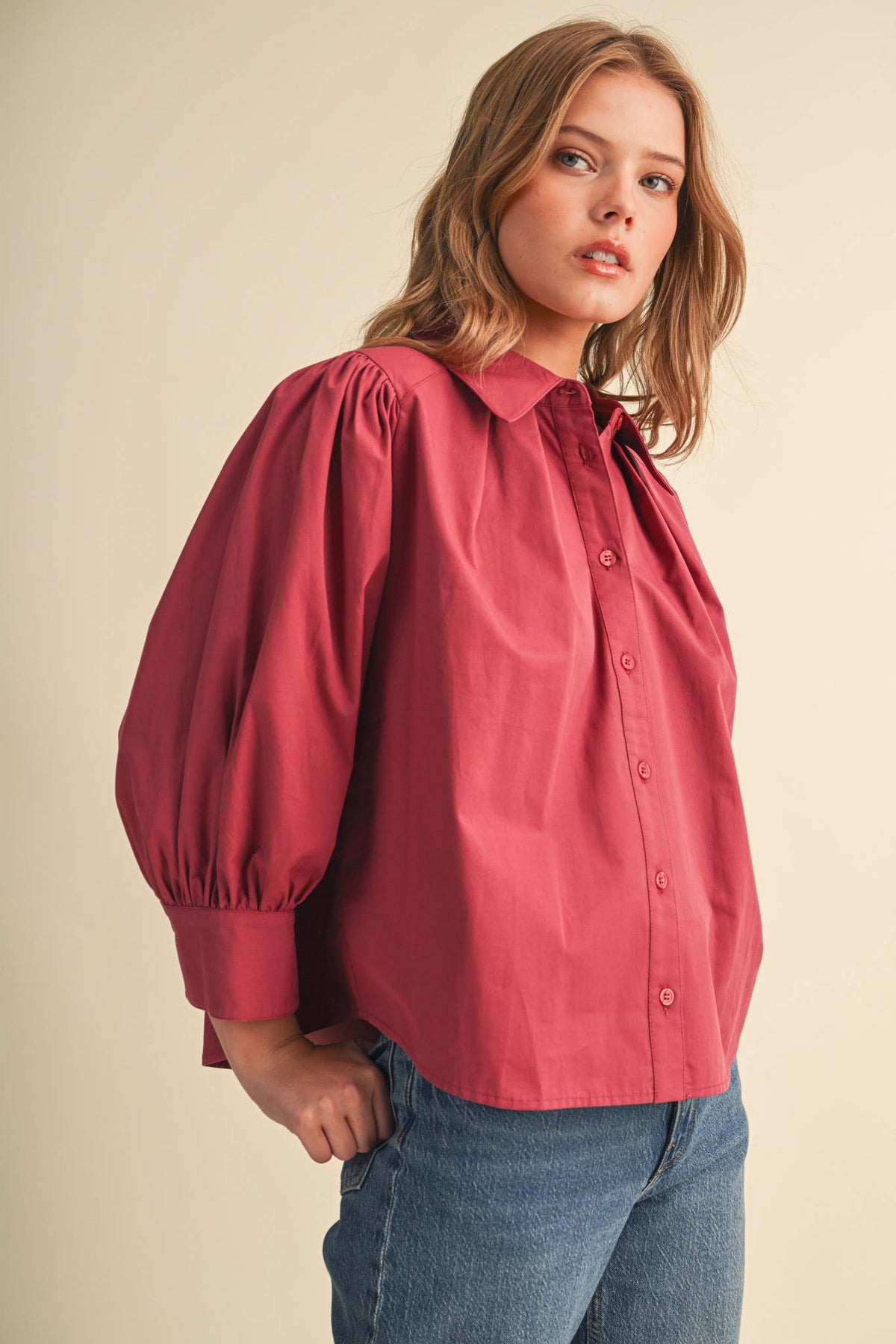 The Berry Button Down Top