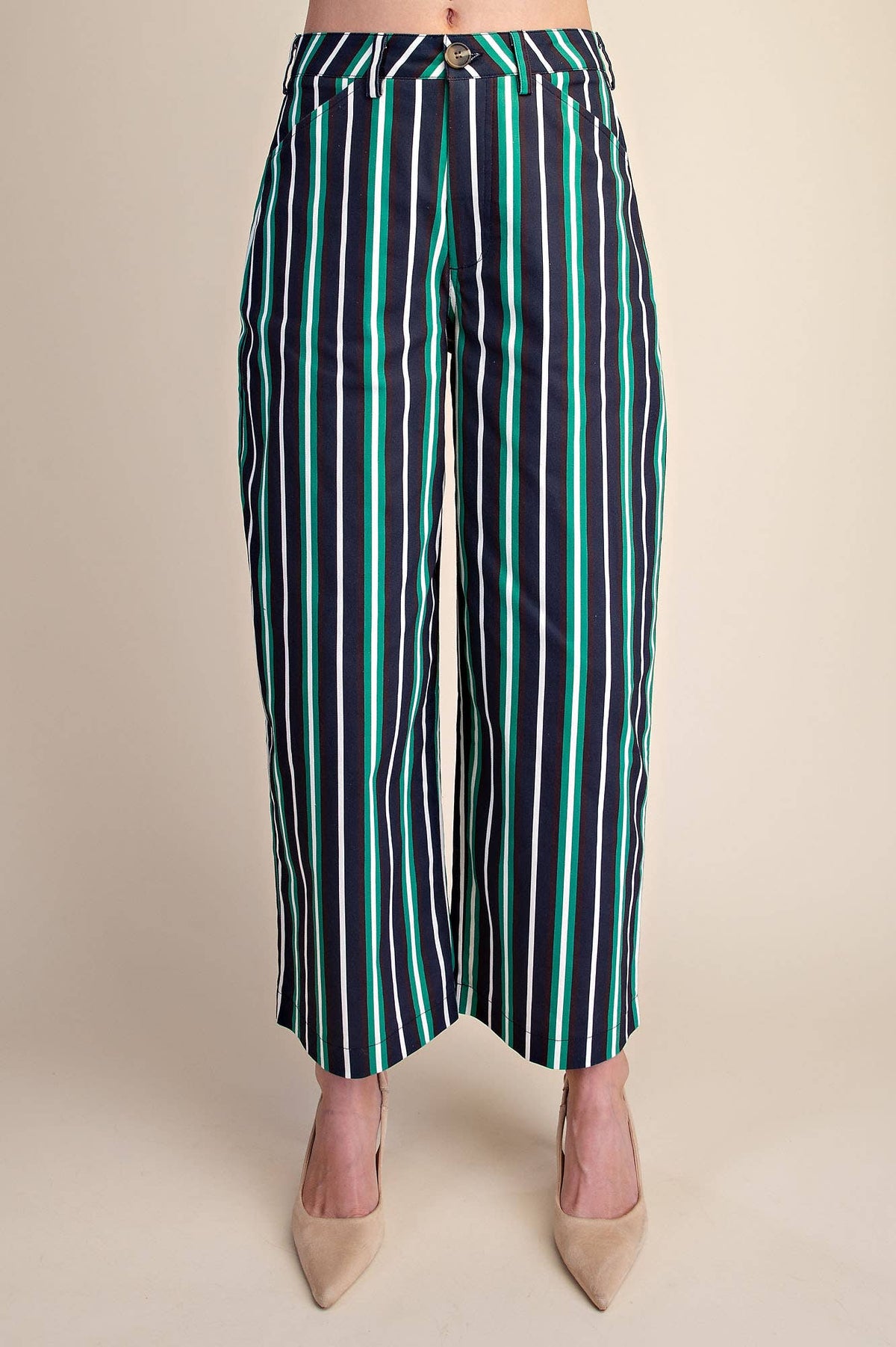 Barrel Leg Stripe Casual High Waist Pants