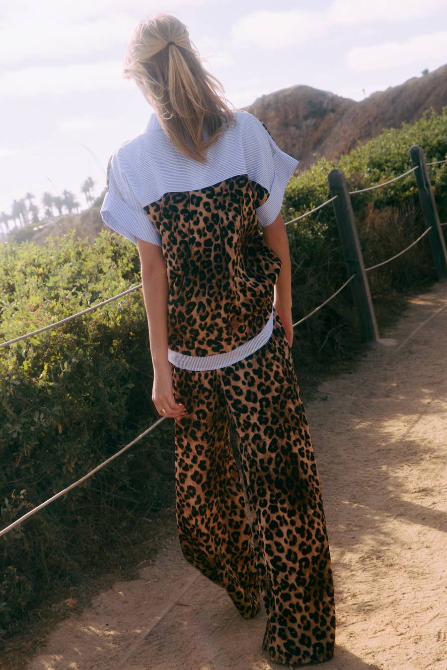 Leopard with Blue Casual Pant Set