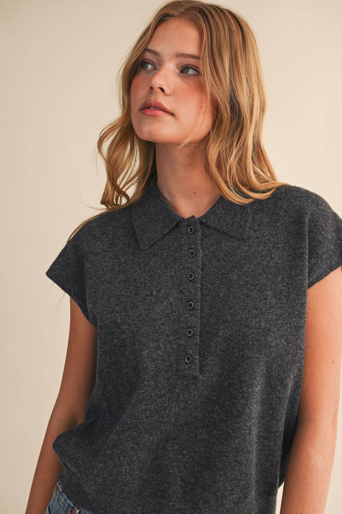Charcoal Cap Sleeve Sweater