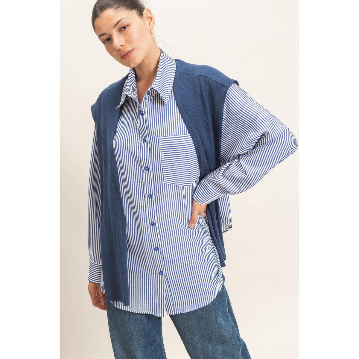 The Preppy Feaux Sweater Top