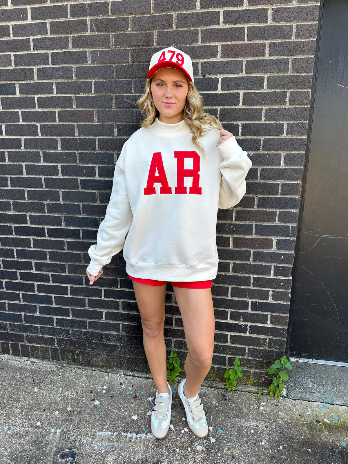 AR Embroidered Mock-Neck Sweatshirt