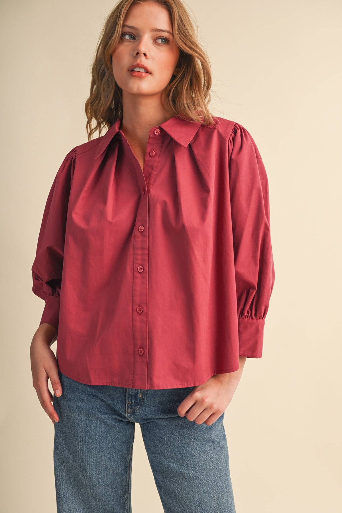 The Berry Button Down Top