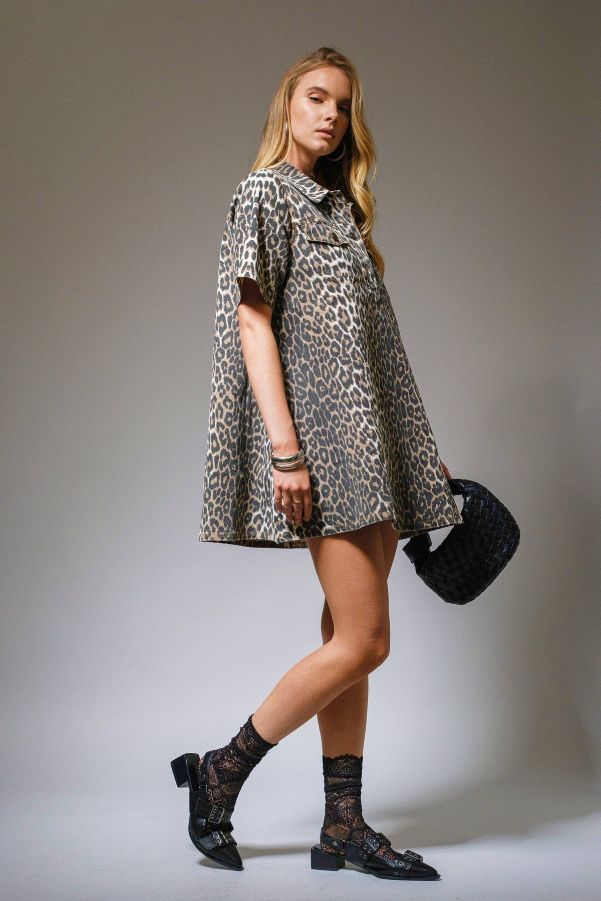 The Laura Leopard Denim Dress